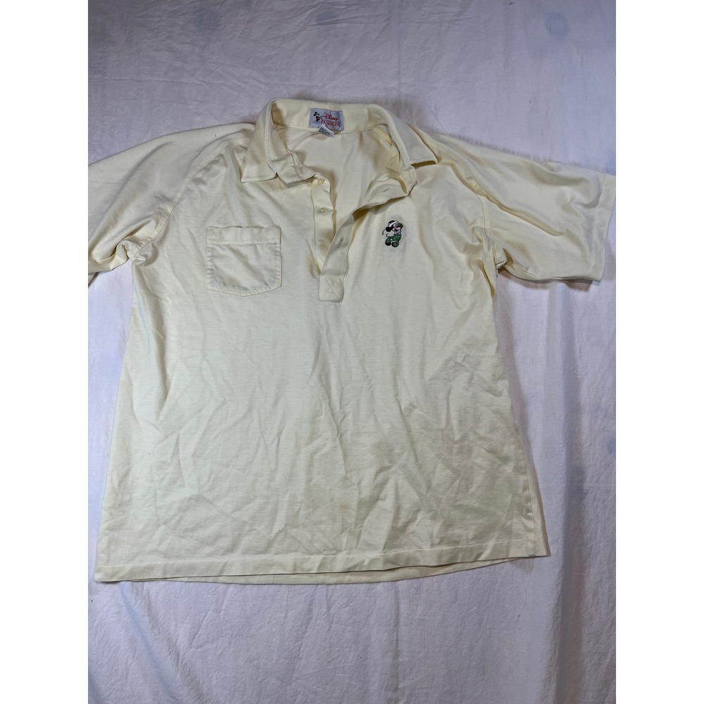 Vintage Mens XL Yellow Polo Shirt Mickey Mouse Embroidered‎ Golf Casual